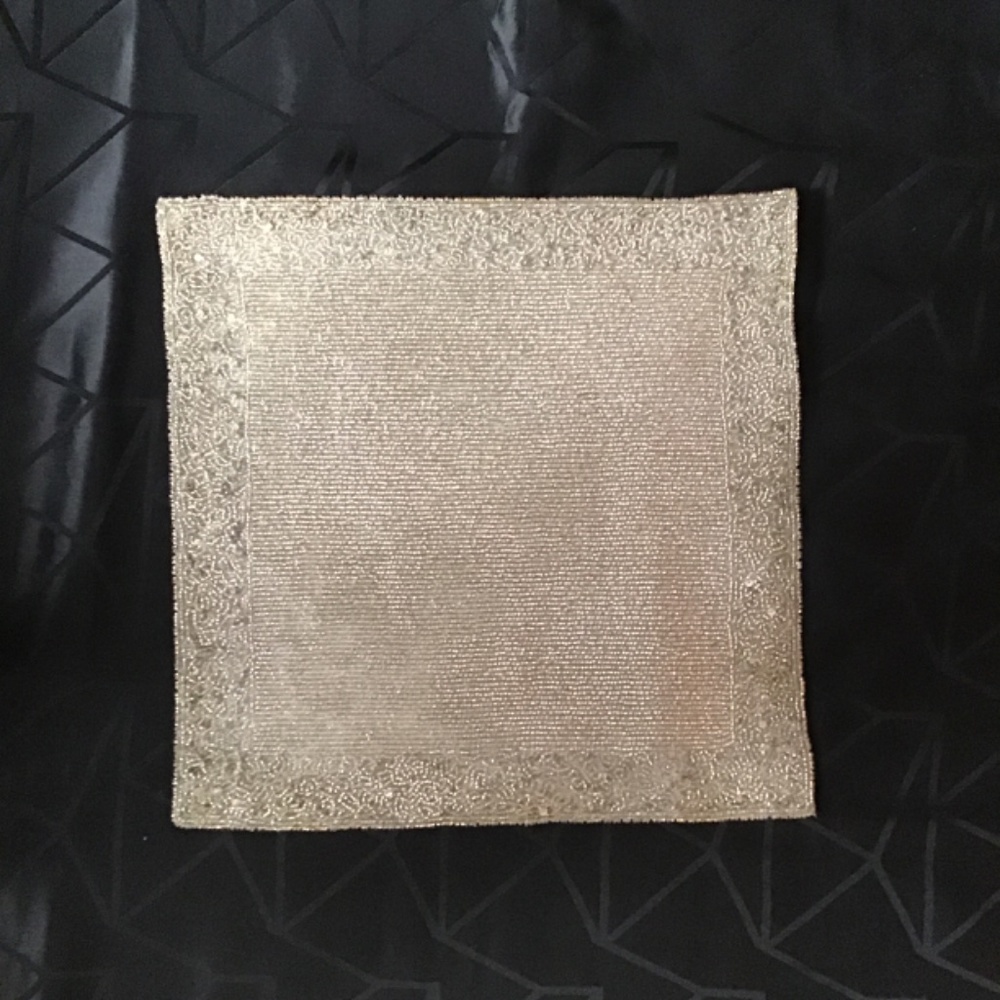 Home  15 inch square Beaded and Sequined Chargers, set of 2 - Picture 3 of 11